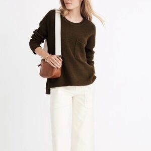 Madewell Thompson Pocket Pullover Sweater Olive green sweater Size XS Relaxed